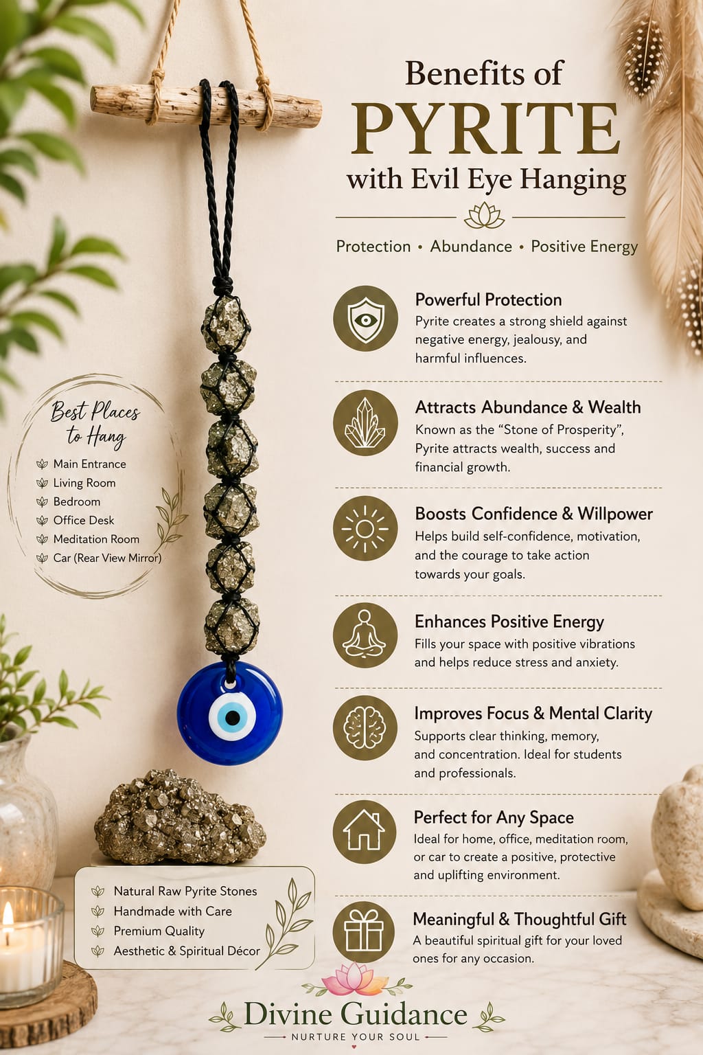 Pyrite Evil Eye Hanging 🧿 - Image 2