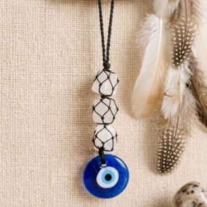 Clear Quartz Evil Eye Hanging