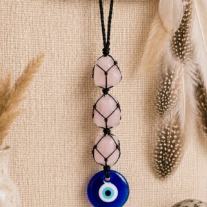 Rose Quartz Evil Eye Hanging